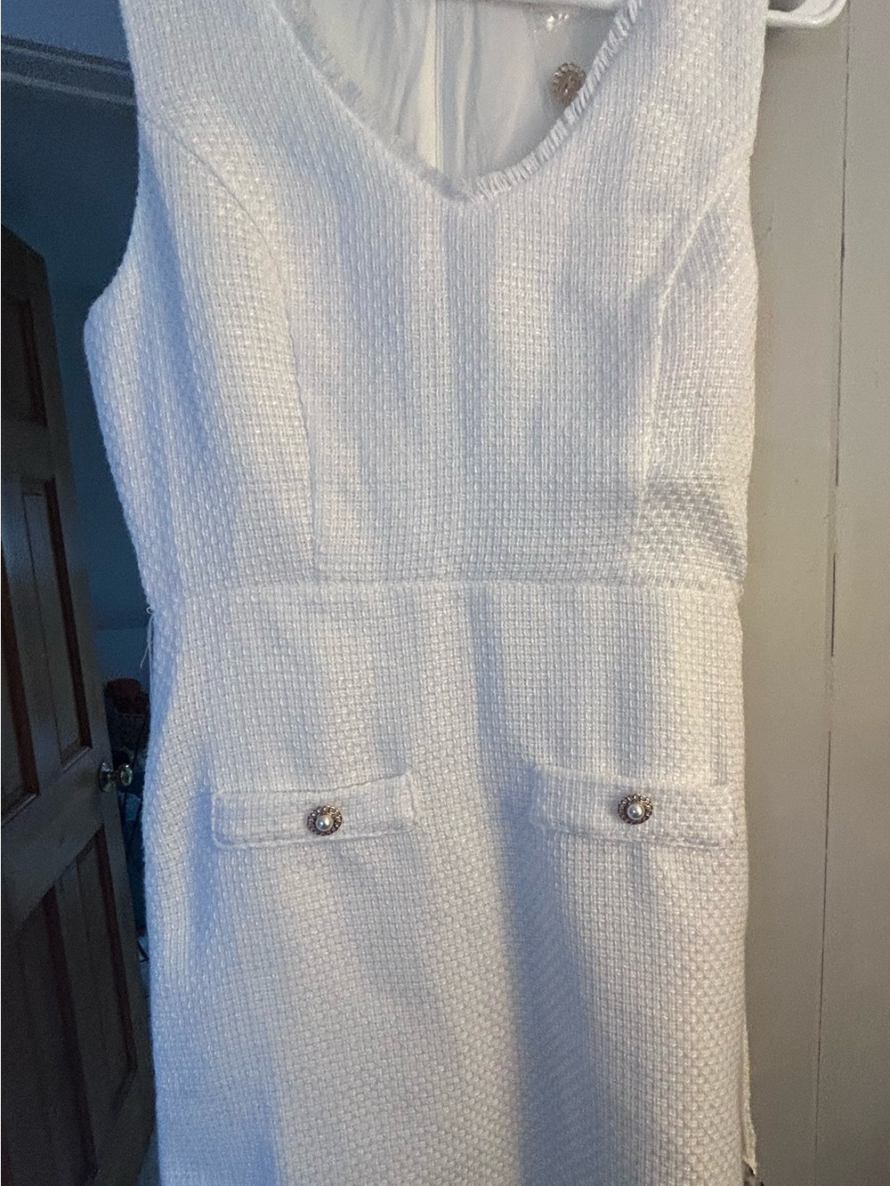 Jealous Tomato White Textured V-Neck Mini Dress M